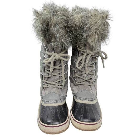 Sorel Joan of Arc Boots Gray Leather Warm Snow Winter Waterproof Women’s Size 9 - Picture 2 of 12